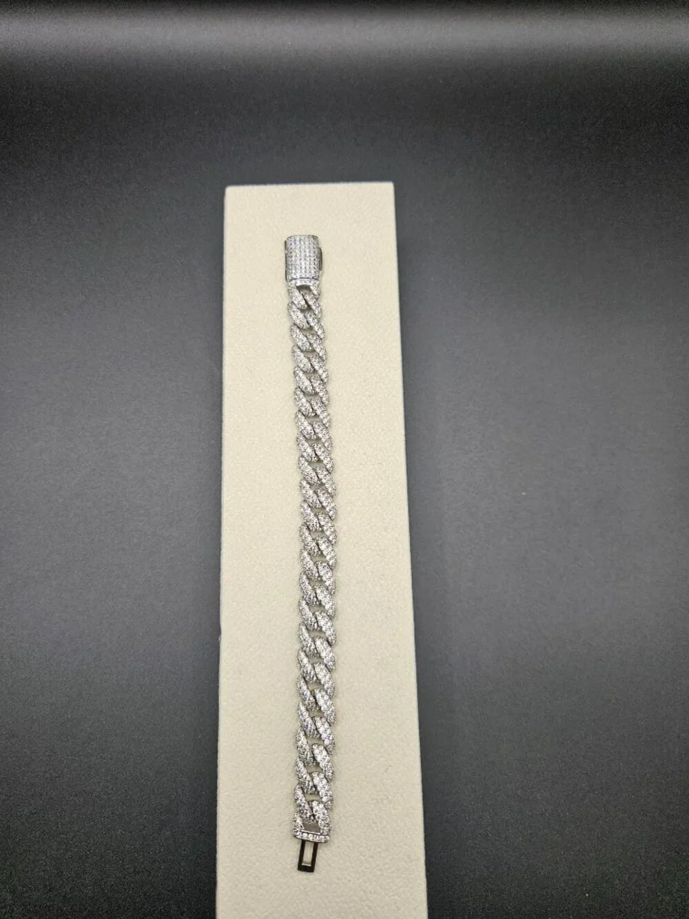 11mm Moissanite Cuban Link Bracelet 7 Inch Stainless Steel